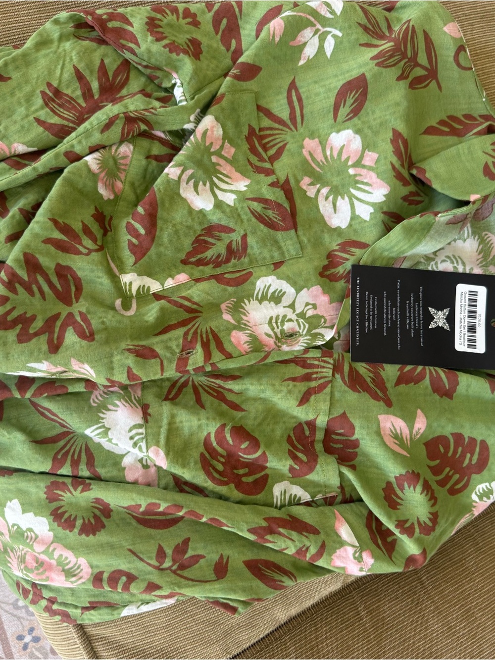 Green Floral Bermuda Shorts with Pink & Brown Print